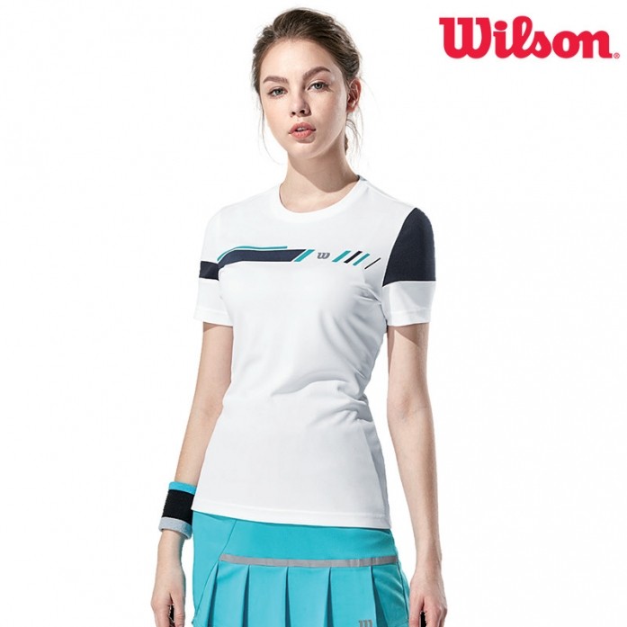 윌슨 여성 반팔티셔츠 2390 화이트 단체티 테니스복